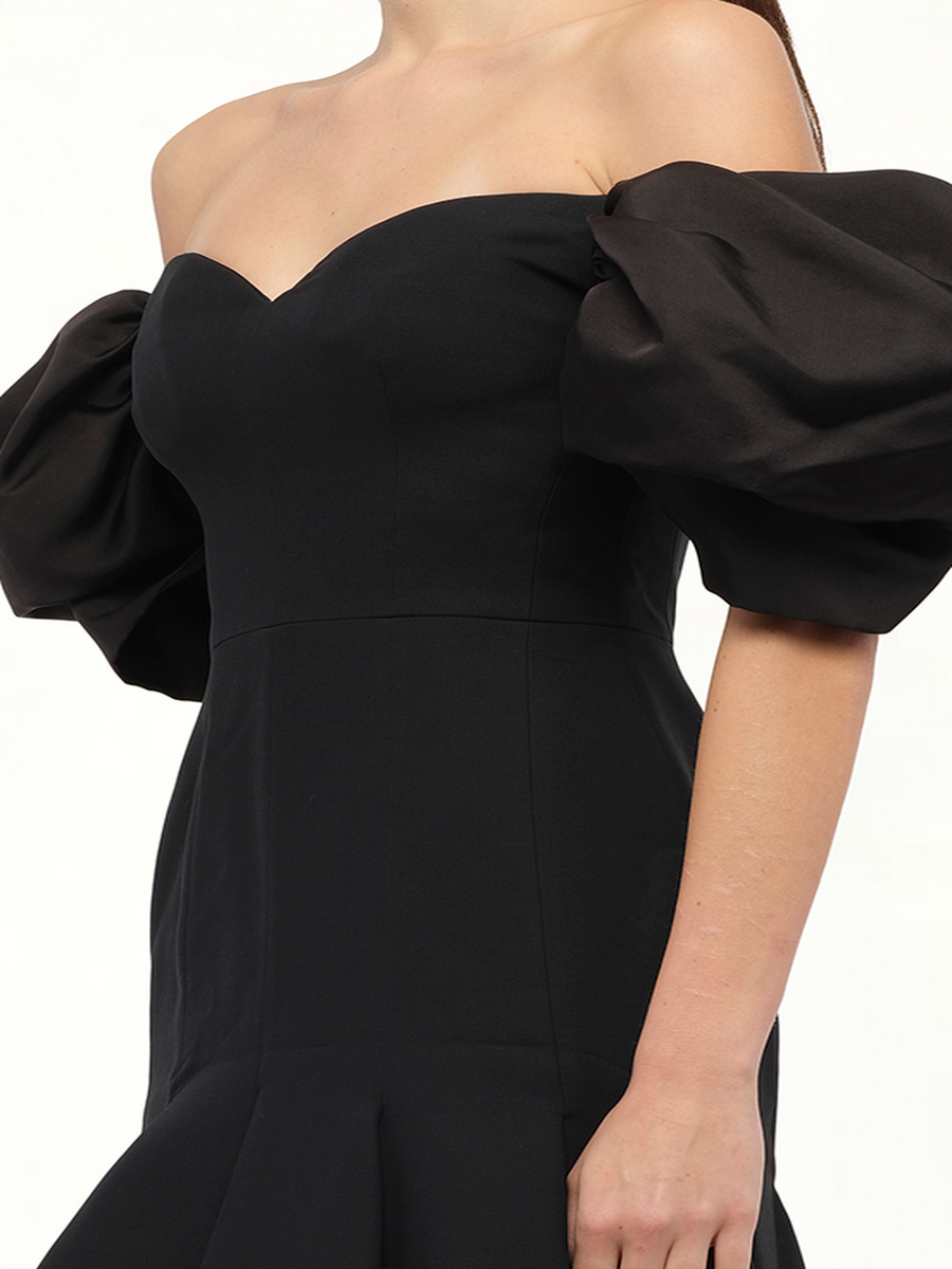Wool Silk Dress in Black