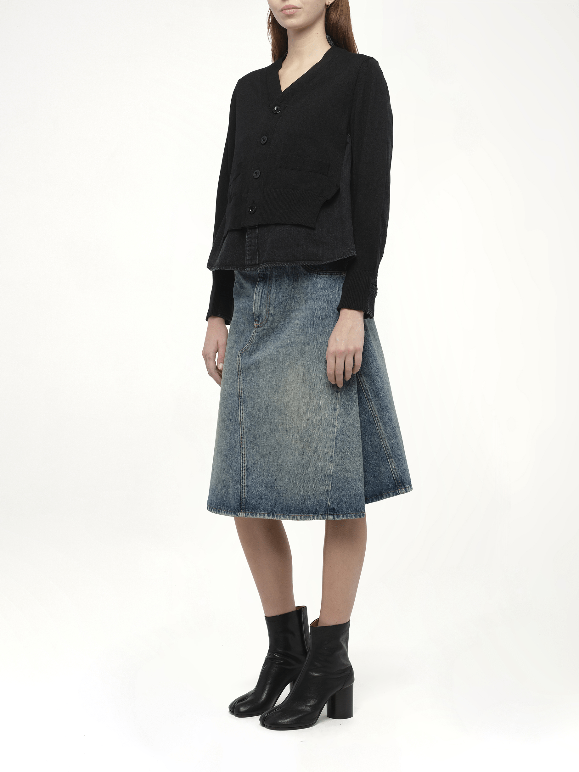 블랙 FW25 데님 x 니트 가디건