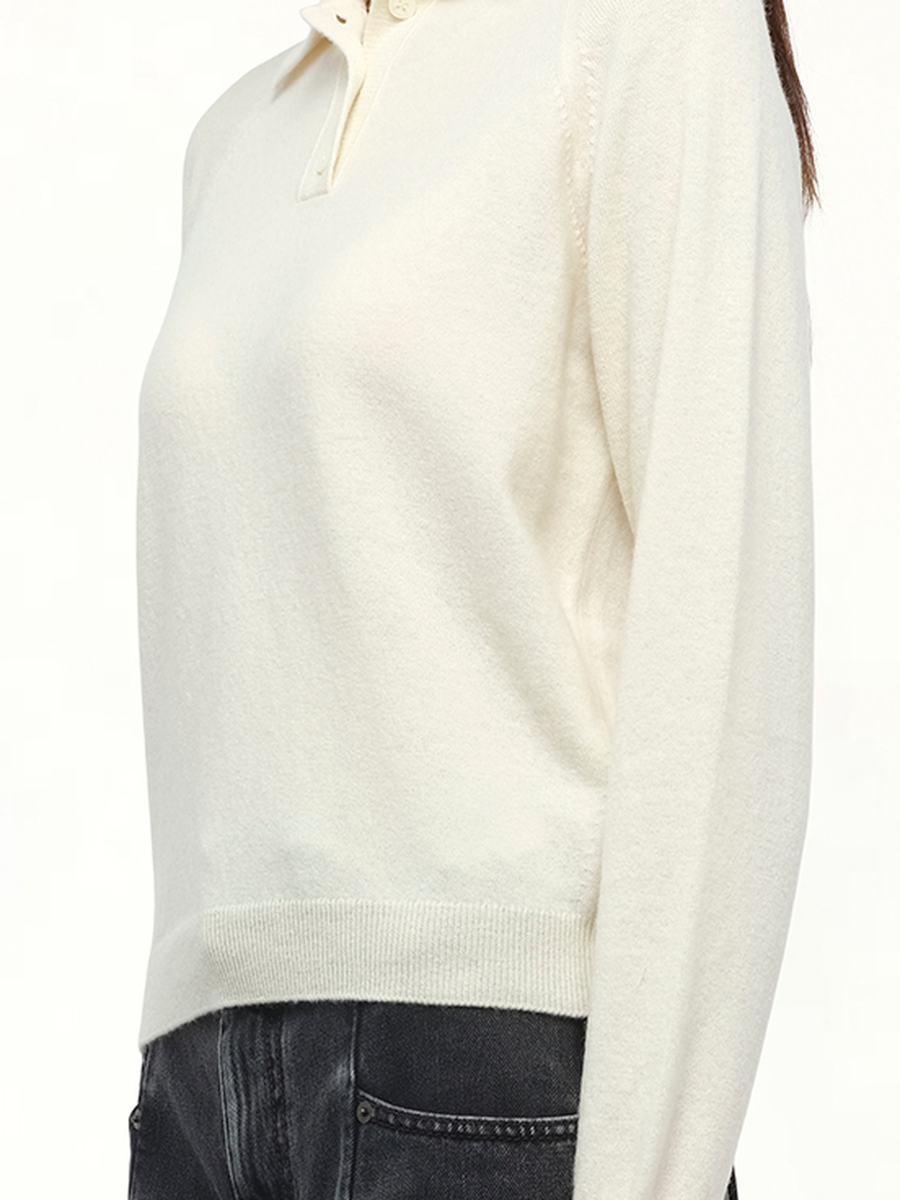 Wool Polo Shirt in Off White