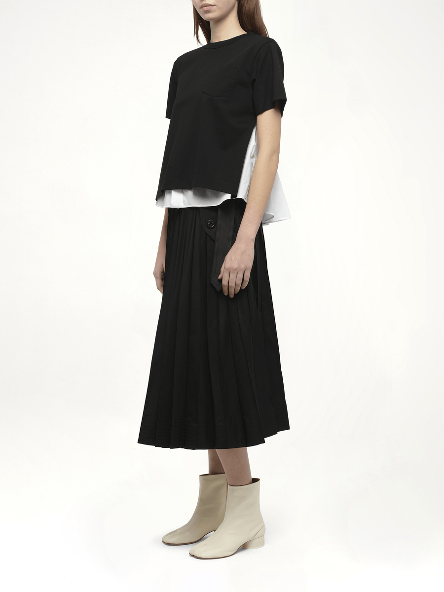 Poplin x Cotton Jersey T-Shirt in Black/Off White