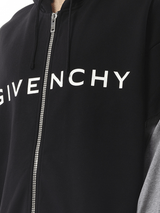 Givenchy Jersey Multi Layer Hoodie in Black/Grey