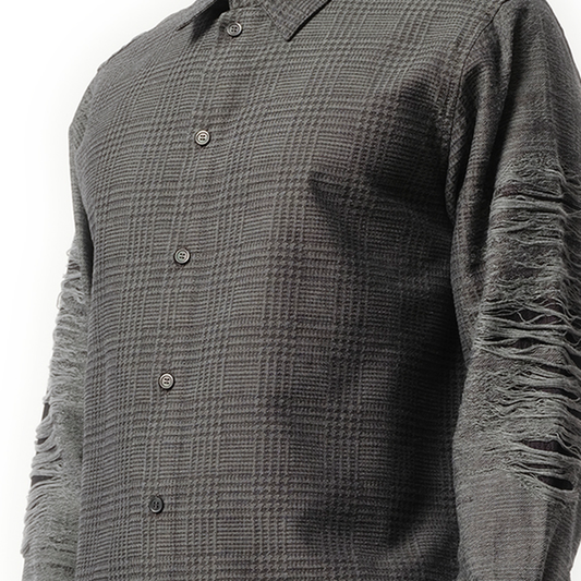 Distressed Sleeve Shirt in Grey
