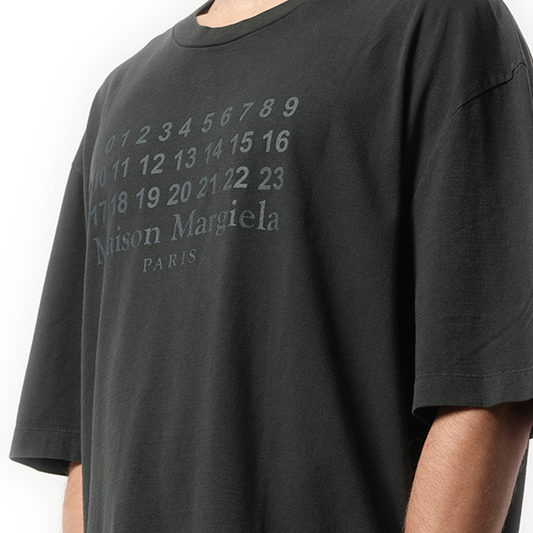 Number Logo T-Shirt in Washed Black