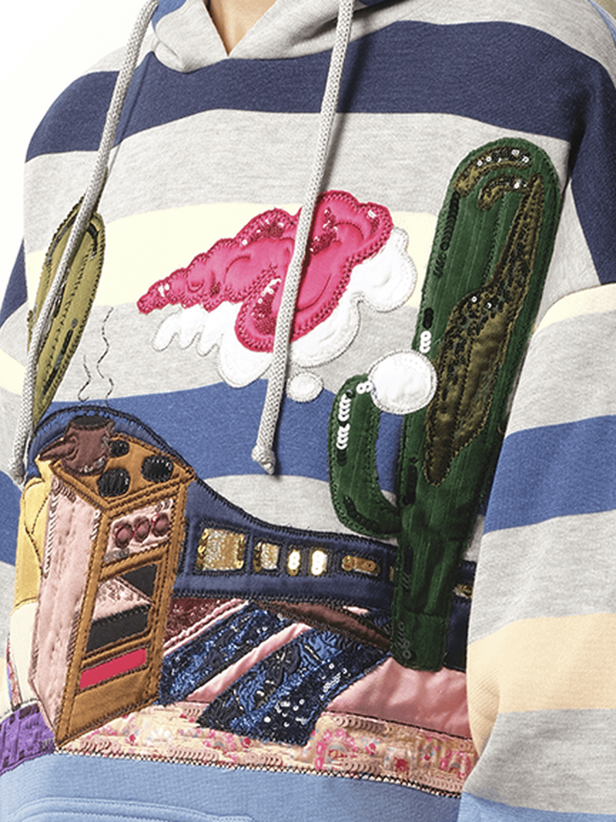 Long Sleeve Hooded Sweatshirt in Navy
