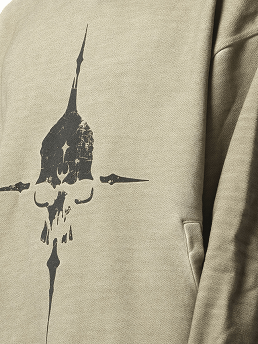 Thug Club Peace Stud Hoodie in Beige