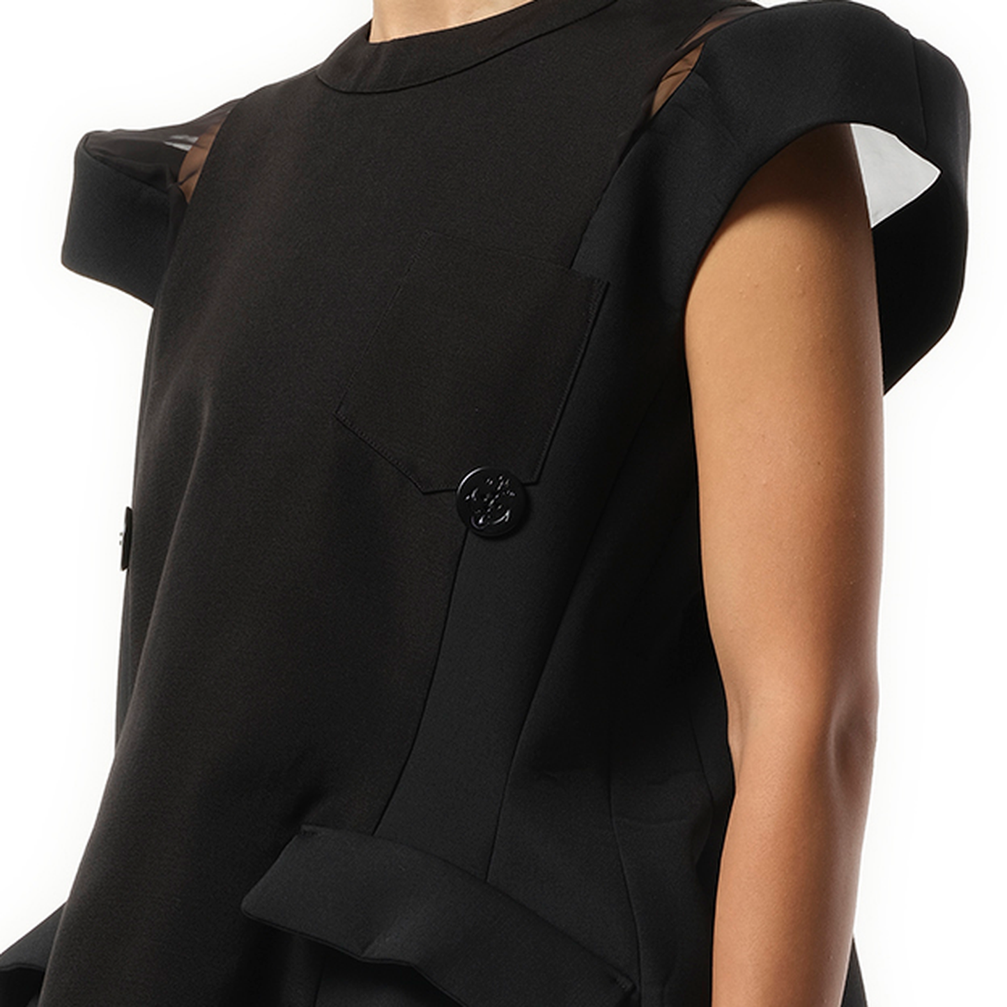Double-Faced Silk Cotton Dress in Black