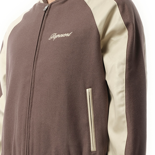 Raglan Varsity Jacket in Stone
