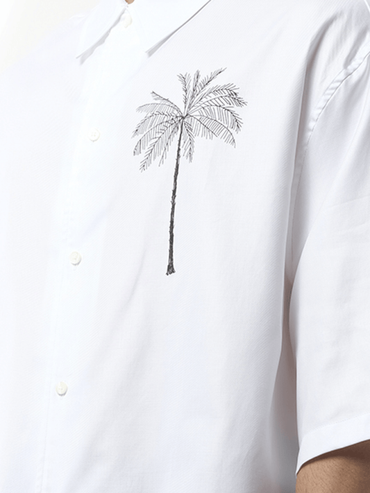 Jacquemus La Chemise Aloe Palm Tree in White/Black