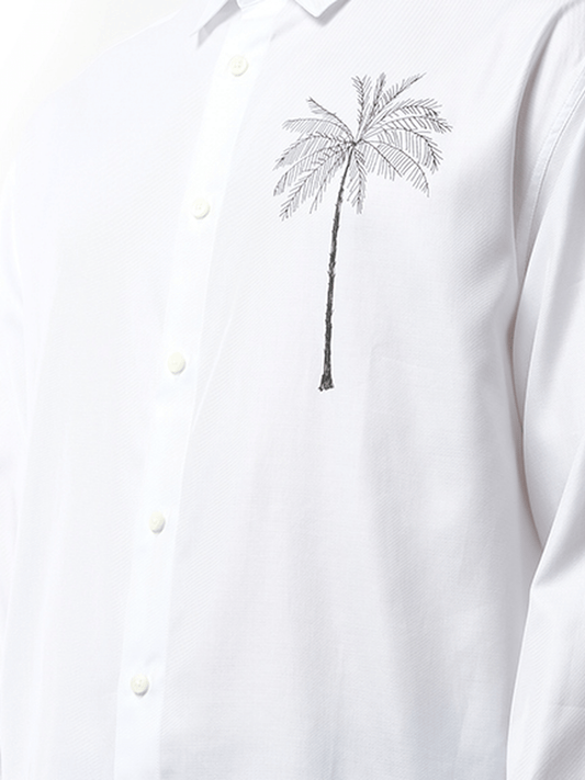 Jacquemus La Chemise Simon Palm Tree in White/Black