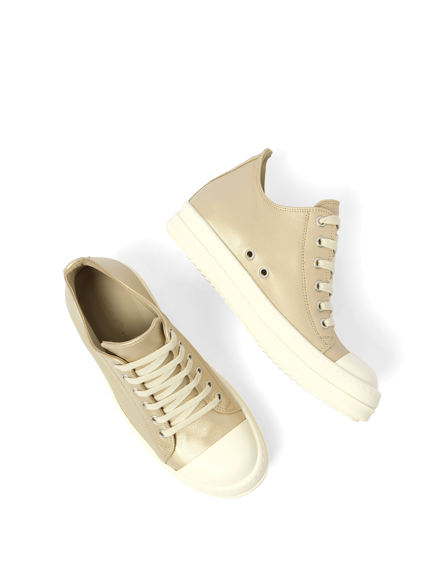 Low Sneaks in Gold/Milk/Milk Top View | RICK OWENS