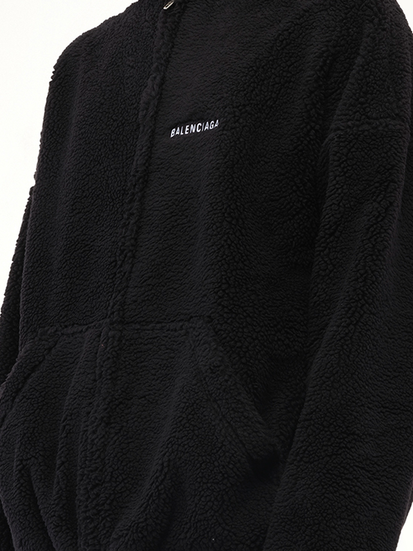 Balenciaga Shearling Hoodie in Black/White