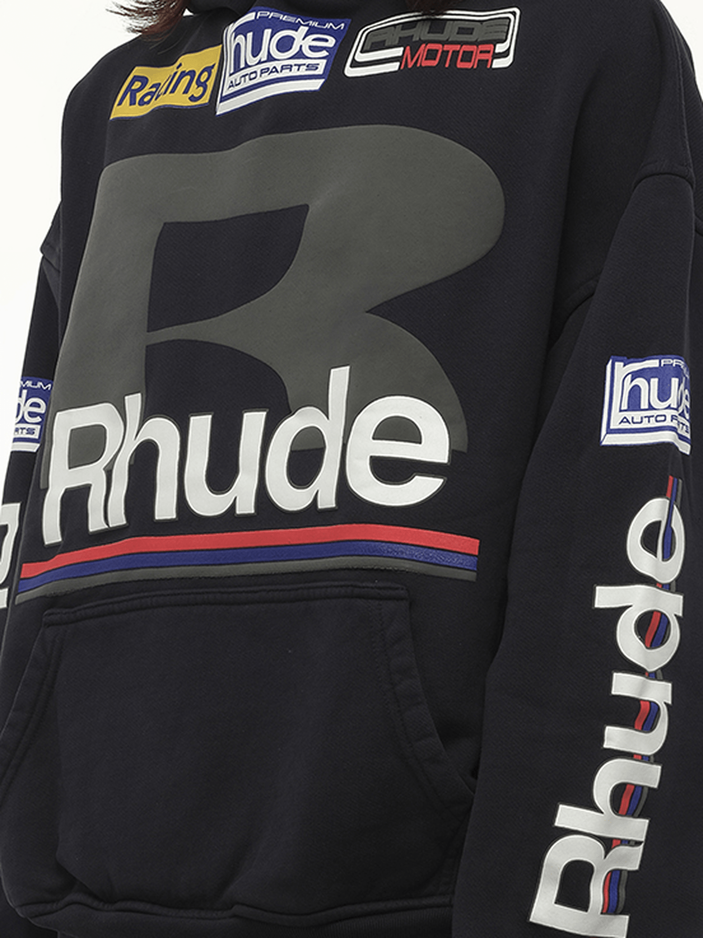 Rhude Petrol Patch Hoodie in Vintage Black