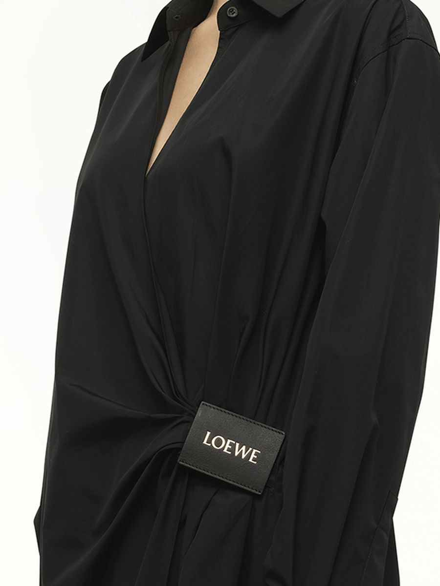 Loewe Draped Shirt Dress in Black