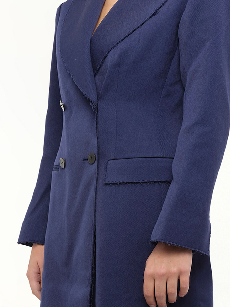 Double Button Coat in Navy