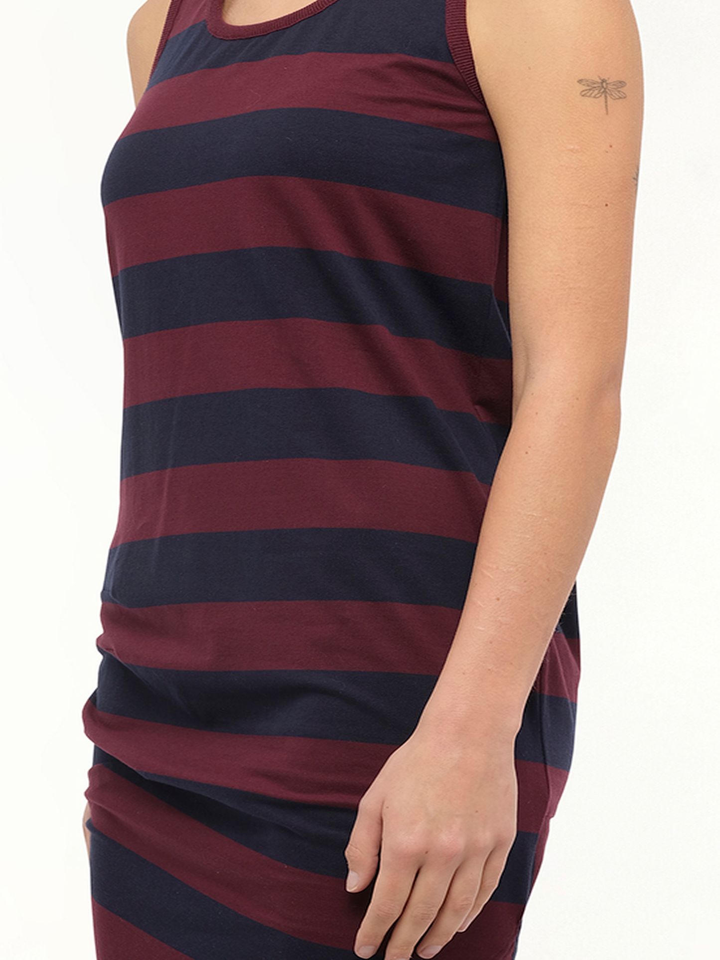 Stripe Jersey Dress in Navy/Red