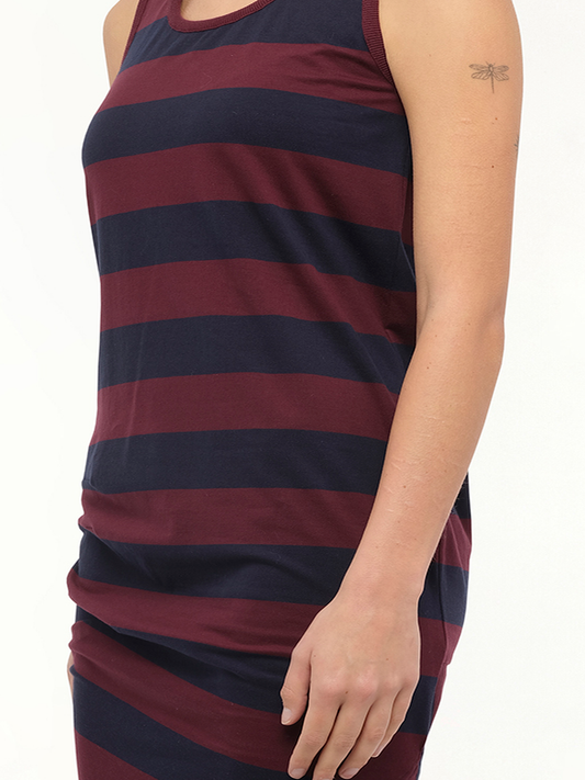 Stripe Jersey Dress in Navy/Red
