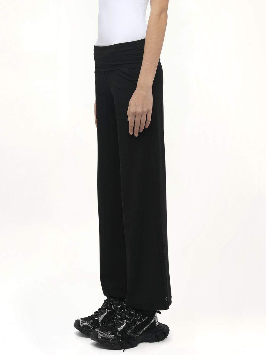 Afternoon Stretch Series - Folded High Waisted Pants in Black