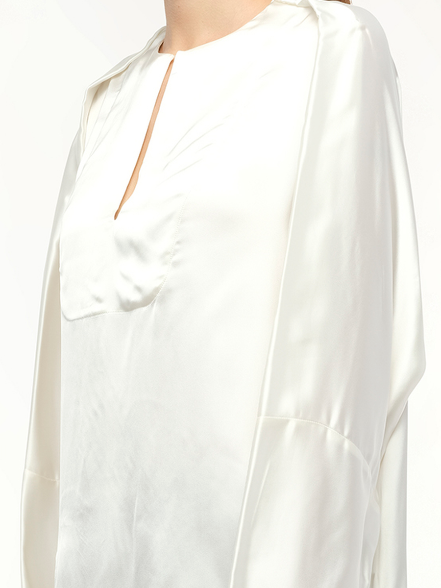 Satin Long Back Top in White
