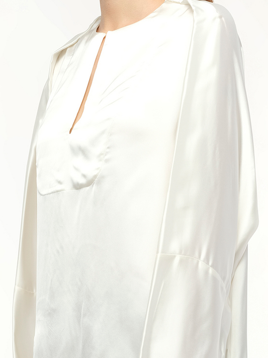 Satin Long Back Top in White
