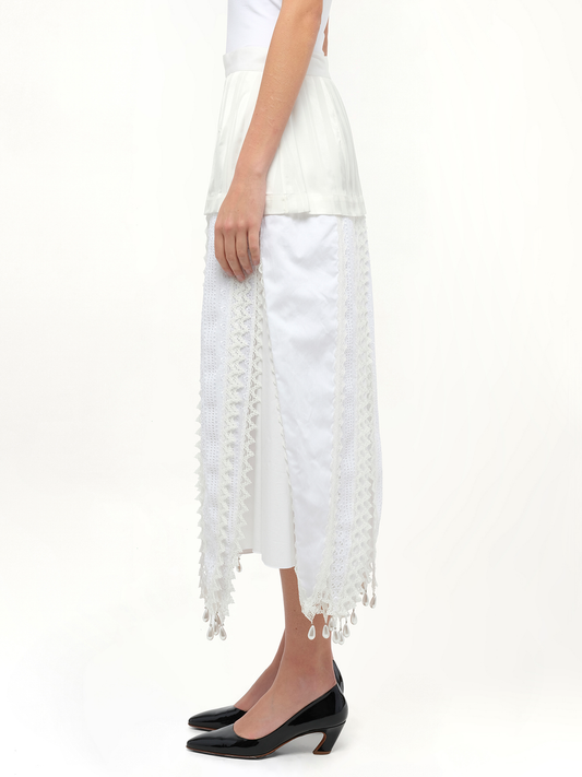 Lace Petal Skirt in White
