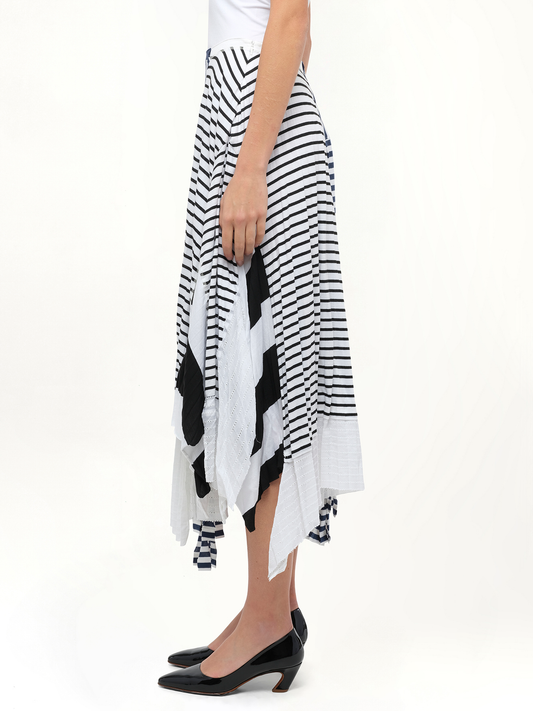 Stripe Jersey Skirt in Navy