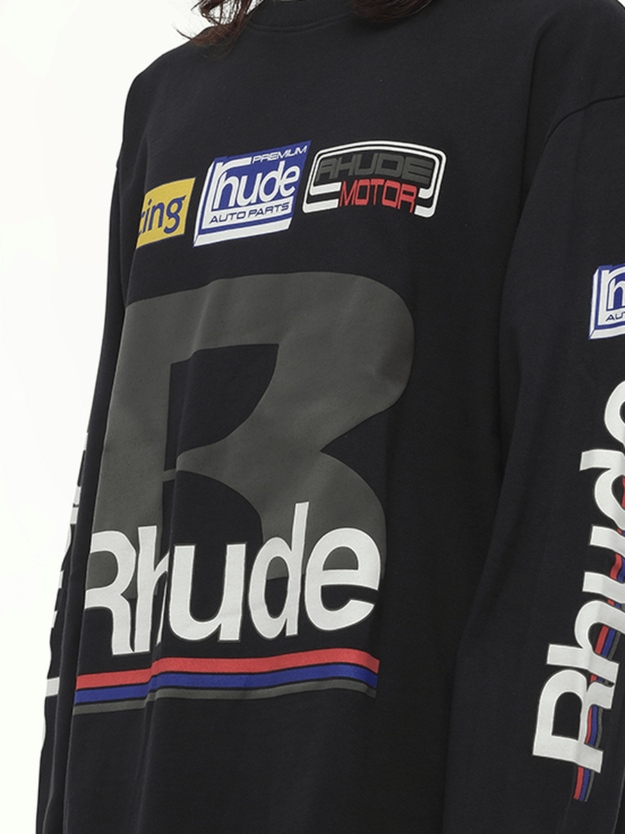 Rhude Petrol Patch Long Sleeve T-Shirt in Vintage Black