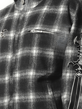 Thug Club Arab Sword Flannel Zip-up Jacket in Black