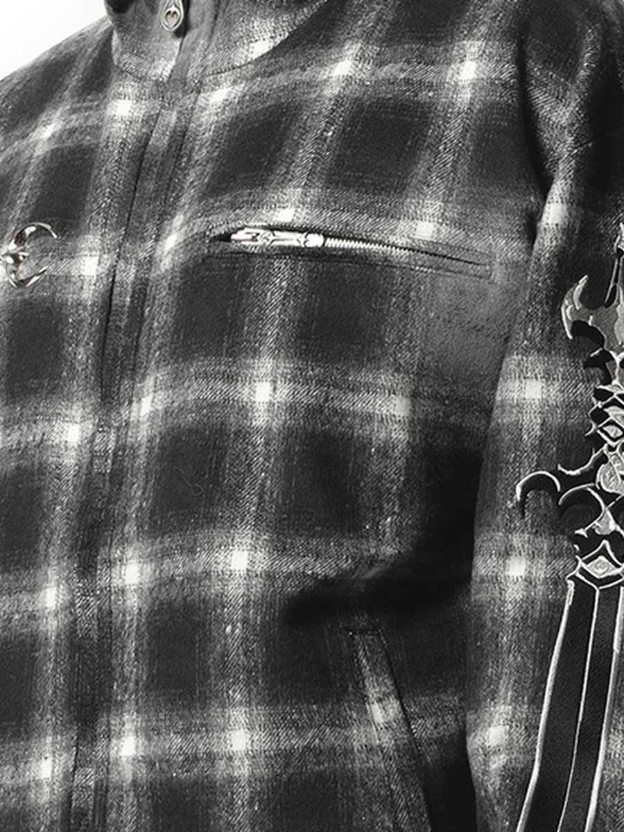 Thug Club Arab Sword Flannel Zip-up Jacket in Black