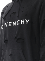 Givenchy Archetype Hoodie with Destroyed Effect in Faded Black