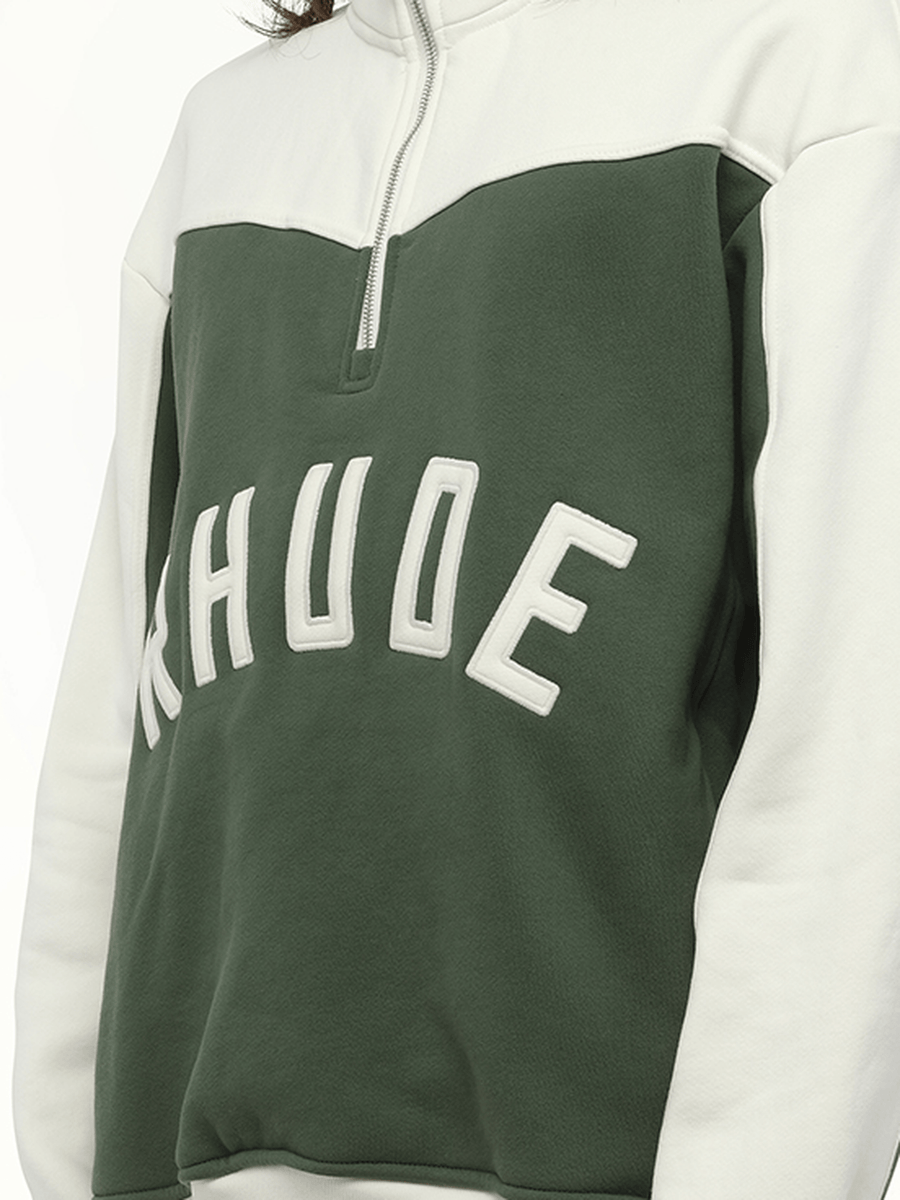 Rhude Rhude Monaco Half-Zip Sweatshirt in Hunter Green/Cream