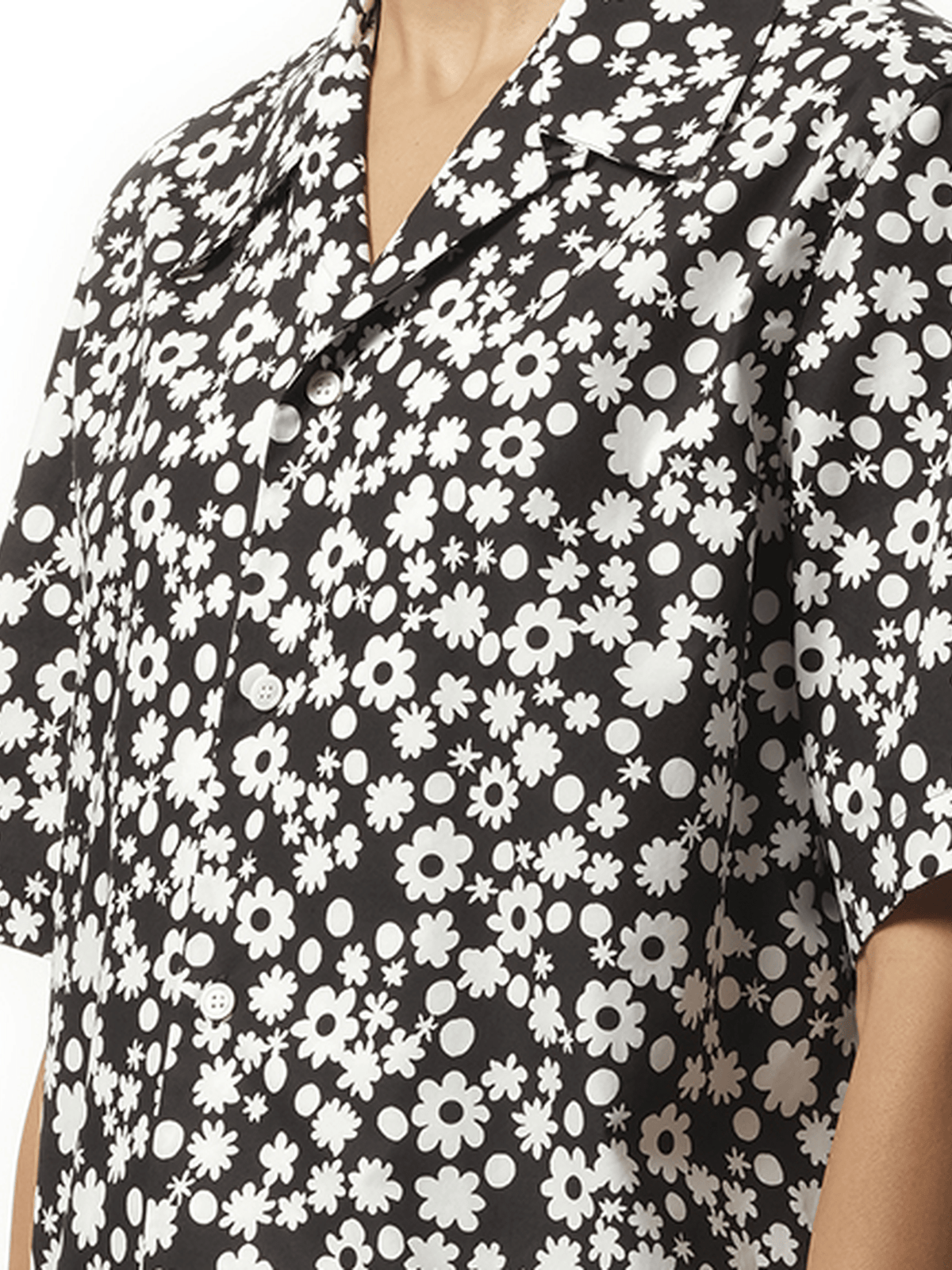 Marni Flower Print Short Sleeve Shirt in Black