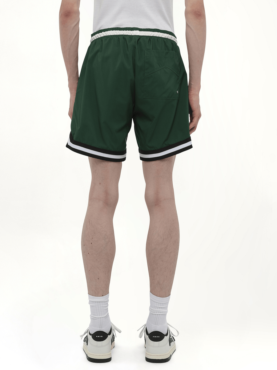 Rhude Logo Basketball Swim Short in Forest Green/Black/White