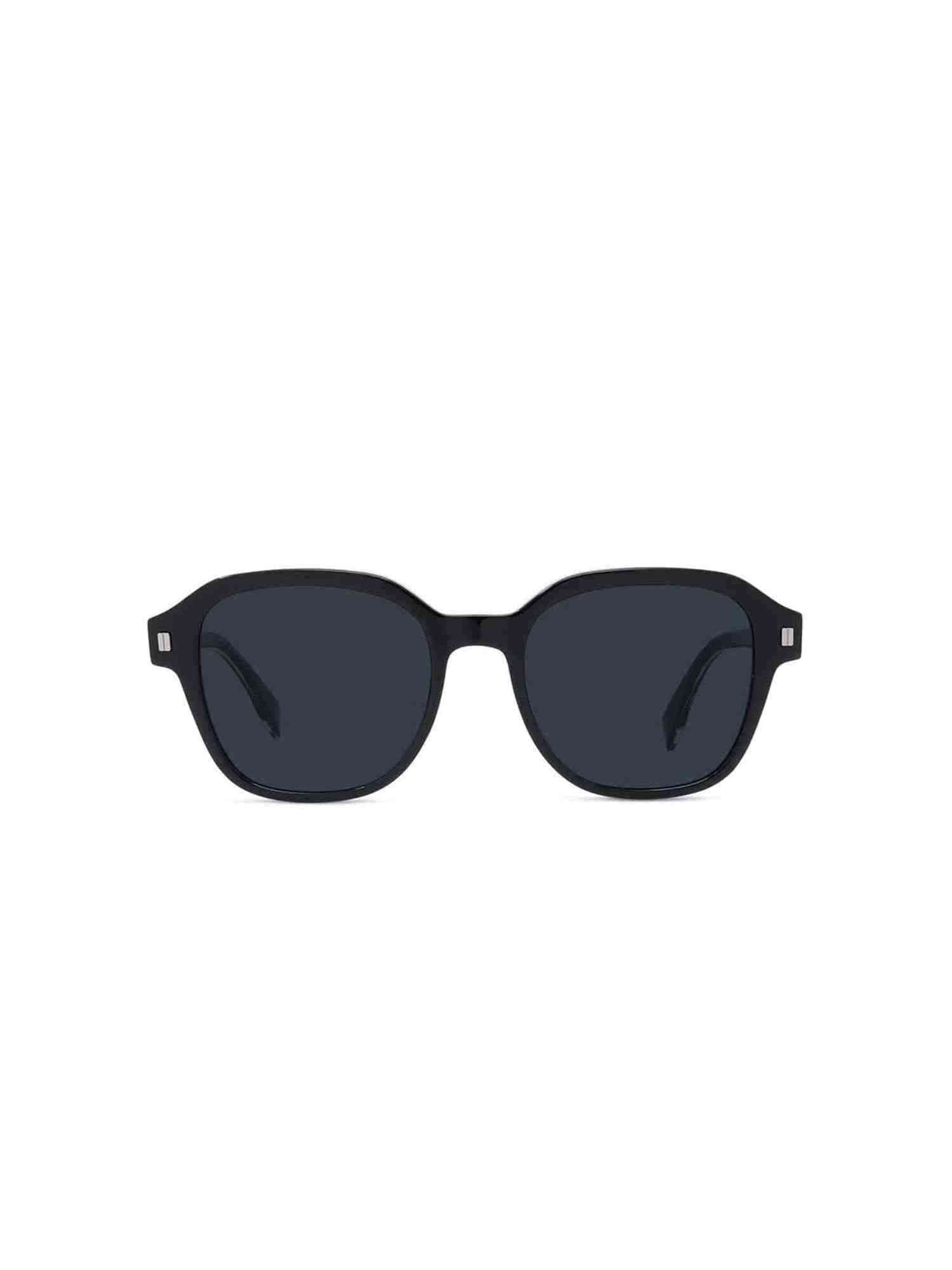 FE40002U Square Sunglasses with Blue Lens in Shiny Black