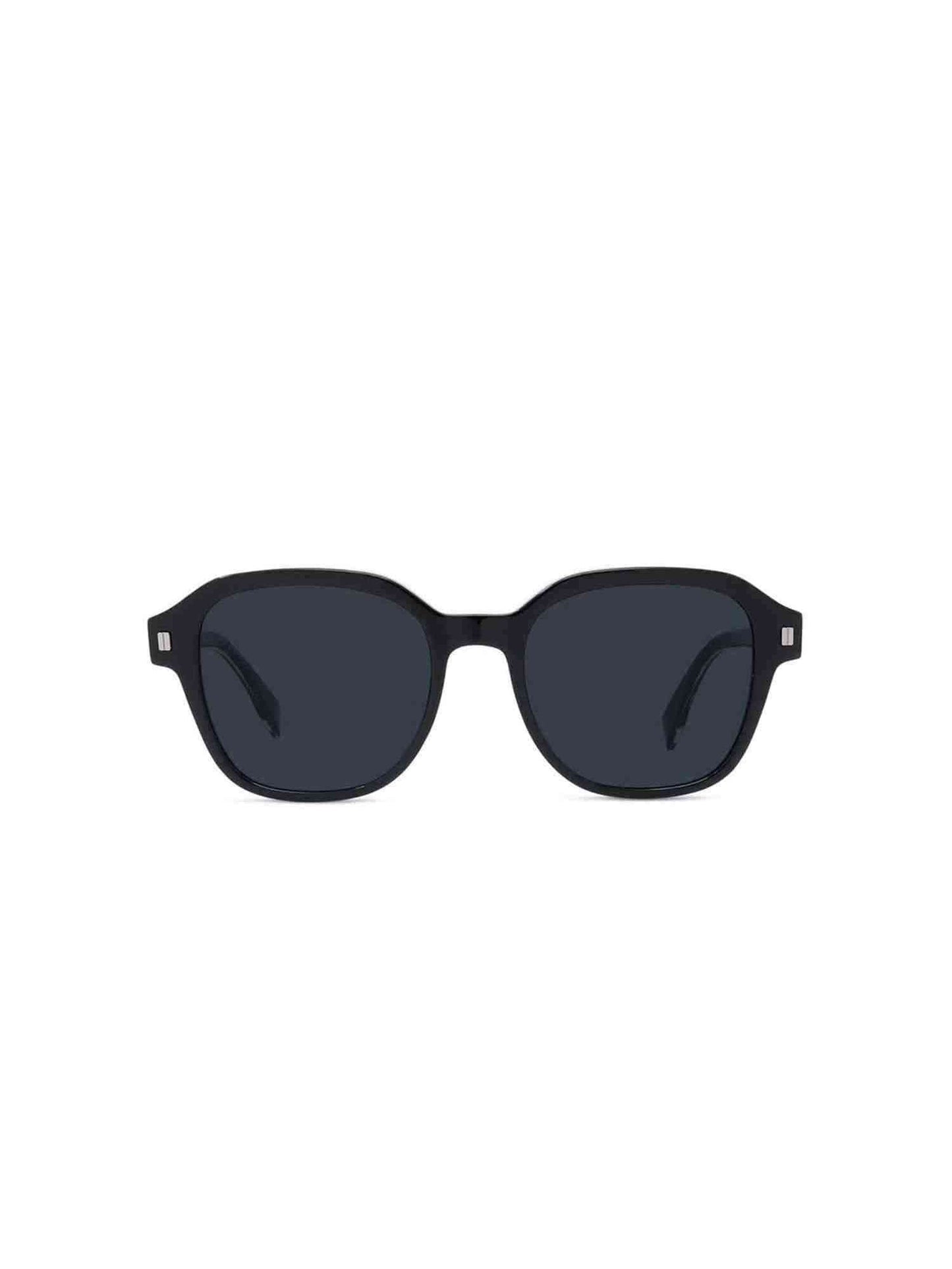 FE40002U Square Sunglasses with Blue Lens in Shiny Black