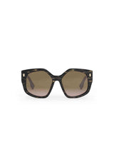 FE40017F Geometric Sunglasses with Bordeaux in Black Horn