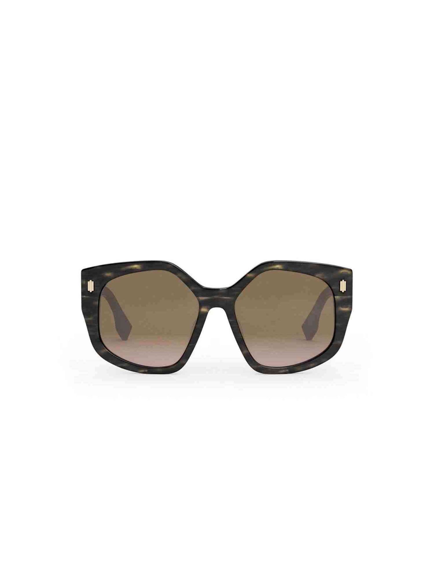 FE40017F Geometric Sunglasses with Bordeaux in Black Horn