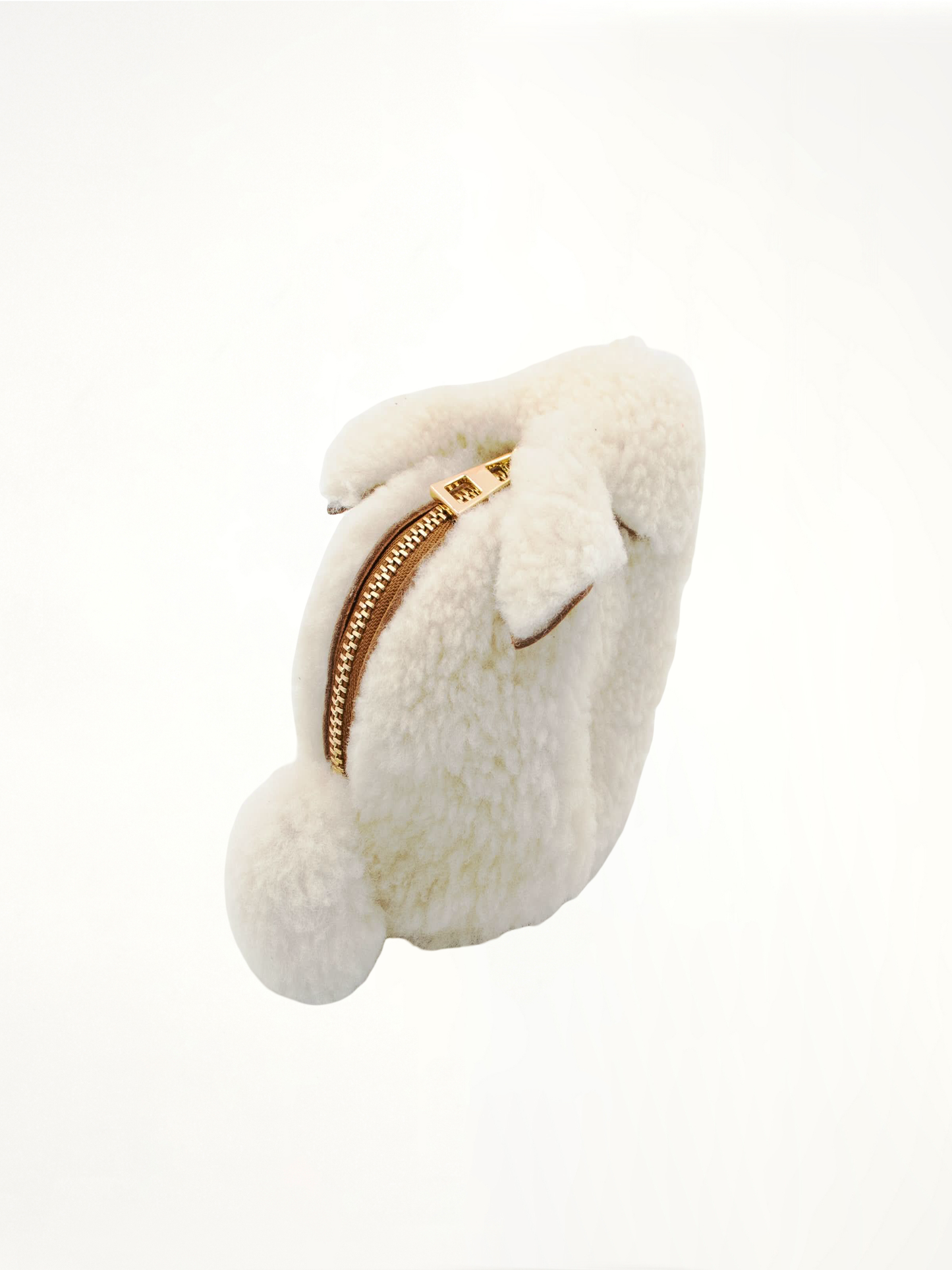 Bunny Coin Purse in Shearling in Natural
