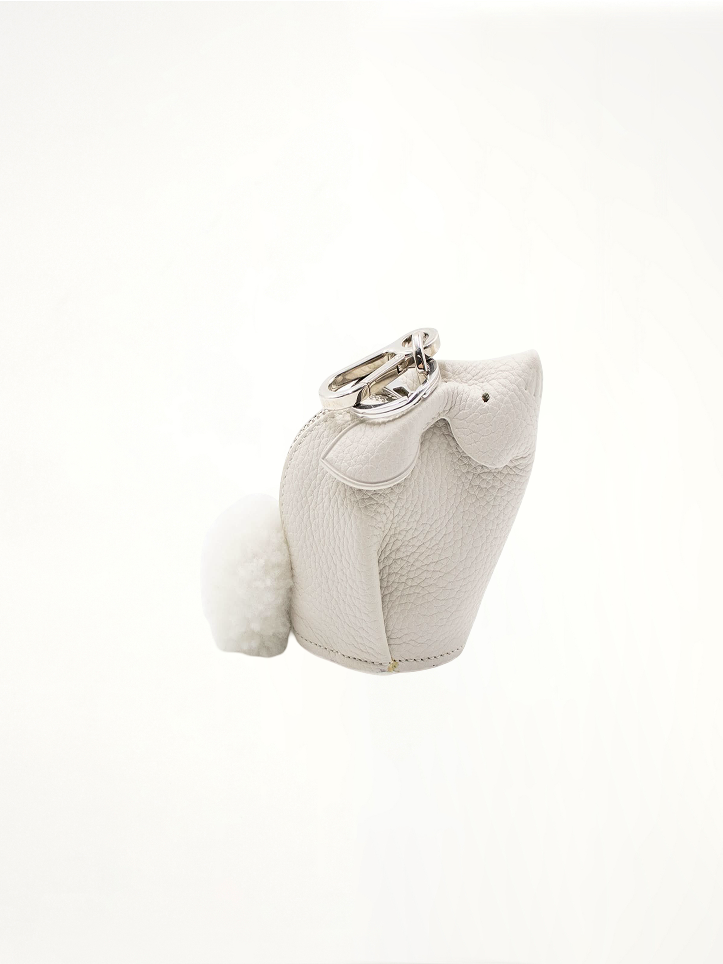 Bunny Charm in Soft Grained Calfskin in White