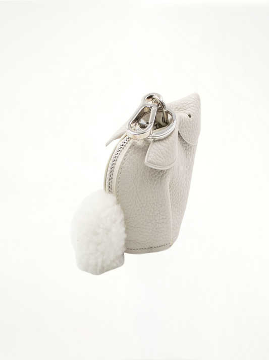 Bunny Charm in Soft Grained Calfskin in White