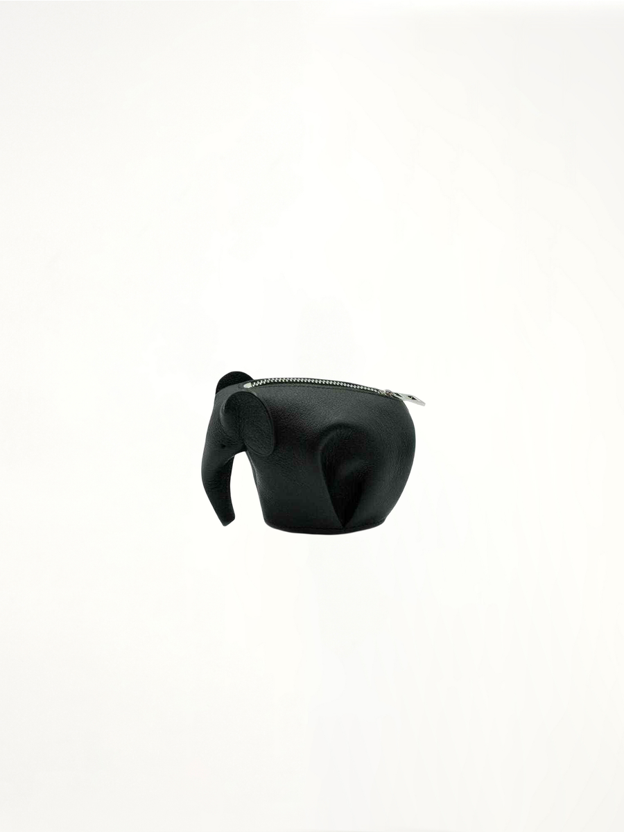 Elephant Charm in Smooth Calfskin in Black