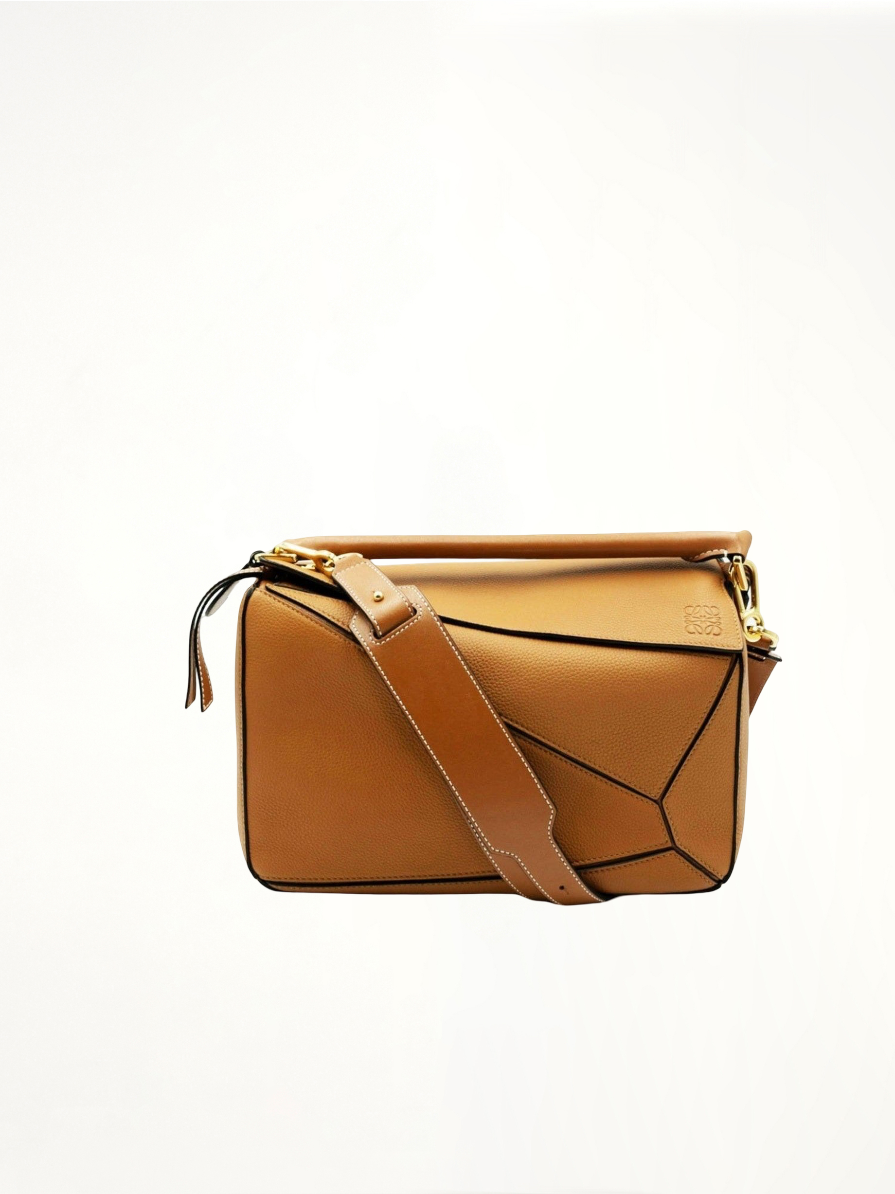 Medium Puzzle Bag in Soft Grained Calfskin in Light Caramel