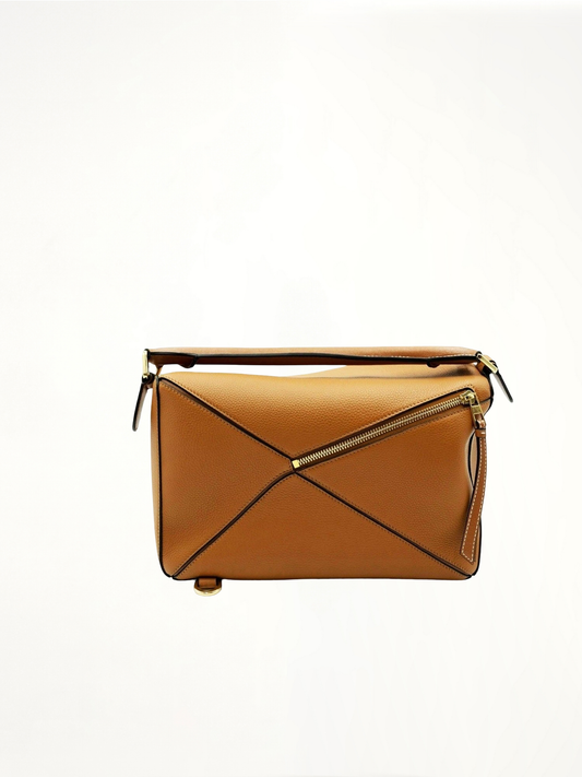 Medium Puzzle Bag in Soft Grained Calfskin in Light Caramel