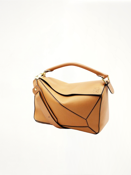 Medium Puzzle Bag in Soft Grained Calfskin in Light Caramel