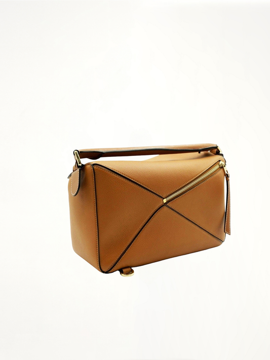 Medium Puzzle Bag in Soft Grained Calfskin in Light Caramel