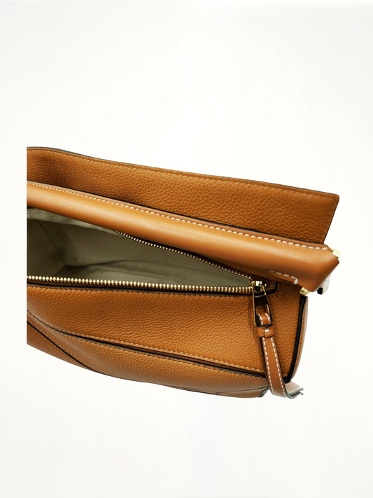 Medium Puzzle Bag in Soft Grained Calfskin in Light Caramel
