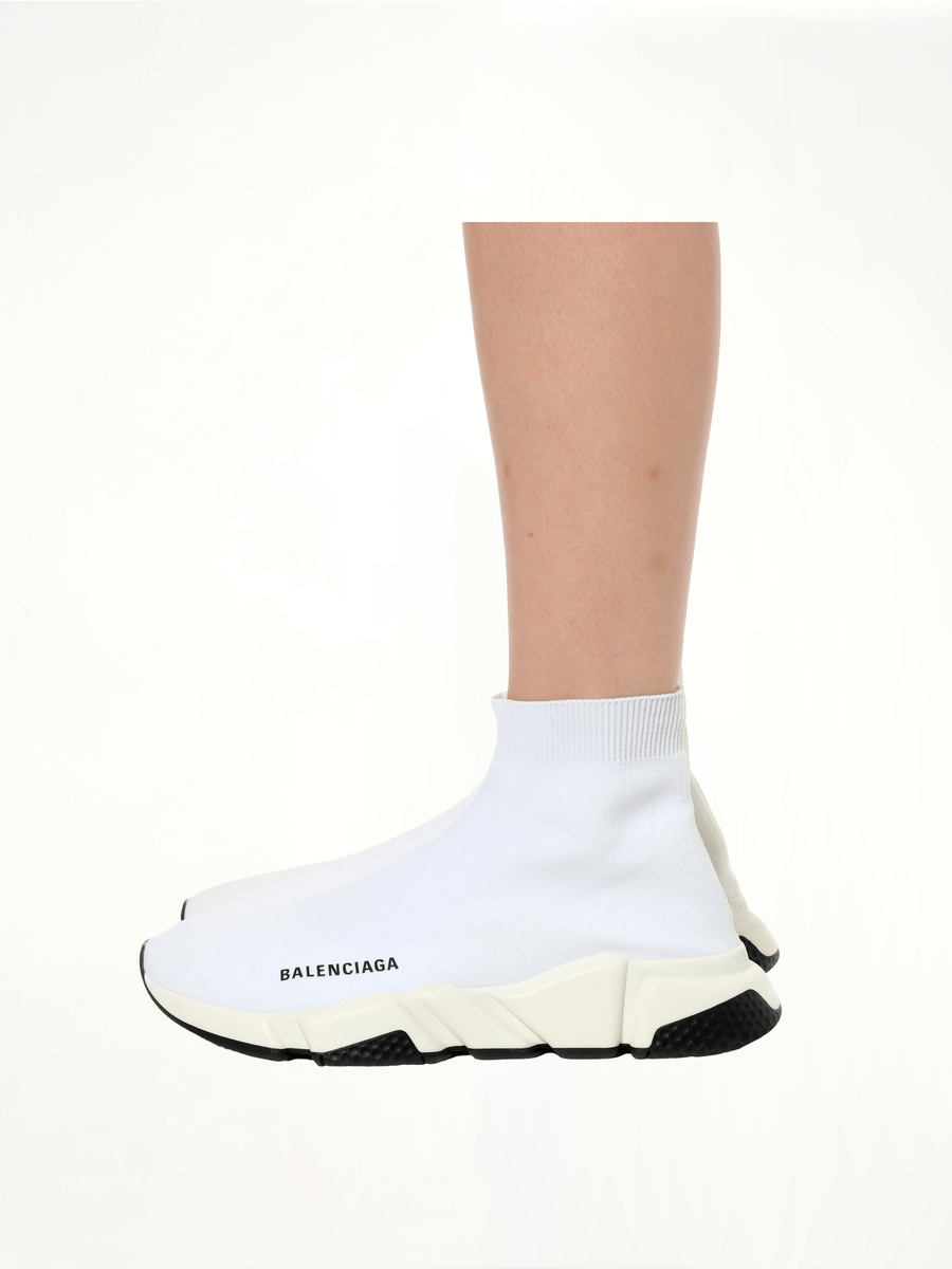 Logo Speed Sneaker in White Side View | BALENCIAGA
