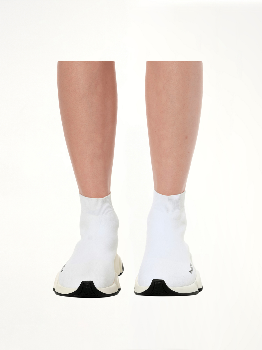 Logo Speed Sneaker in White Front View | BALENCIAGA