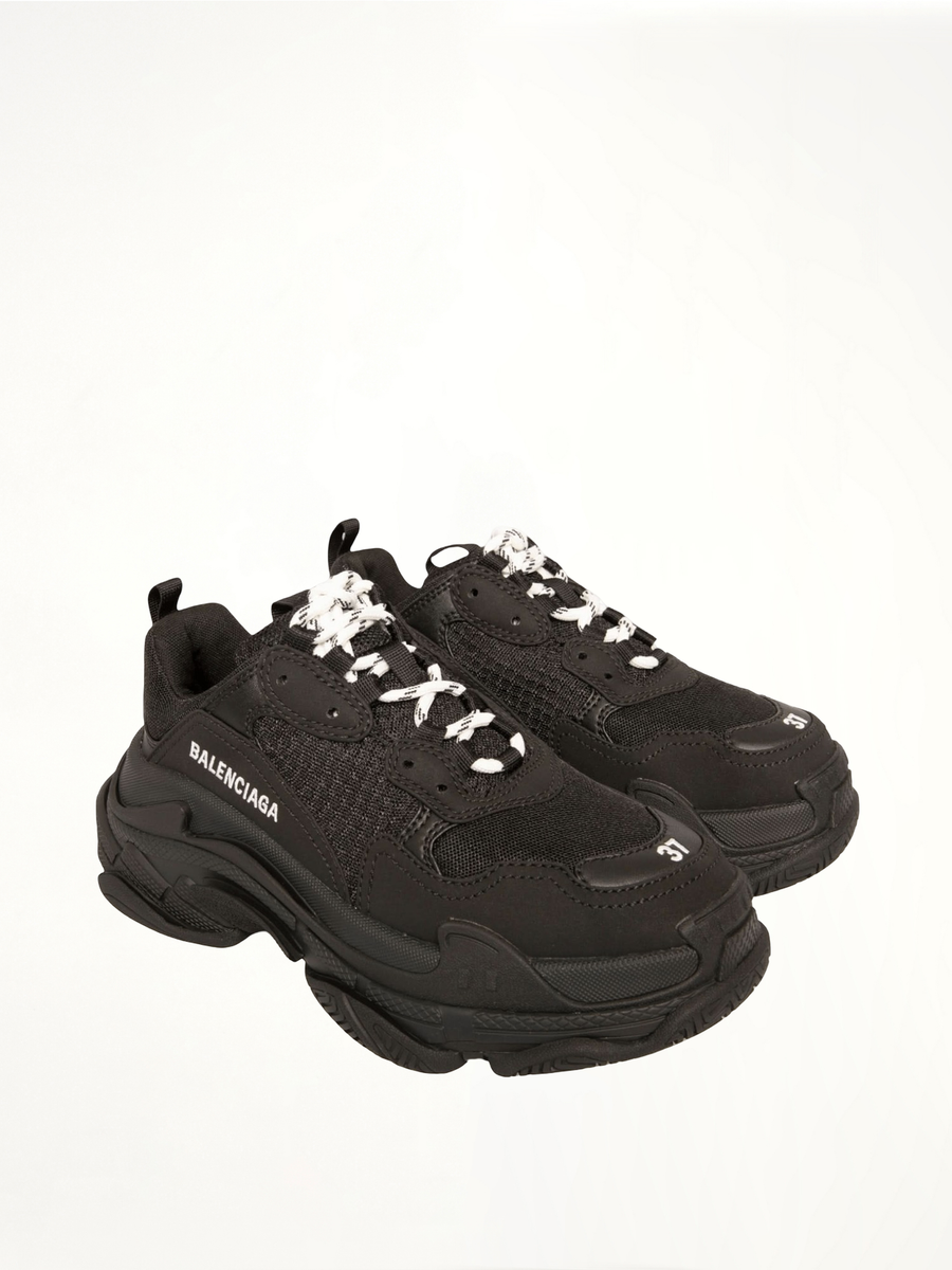 Triple S Sneakers in Black Front View | BALENCIAGA