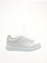 Larry Oversized Sneakers in White/White Side View | ALEXANDER MCQUEEN