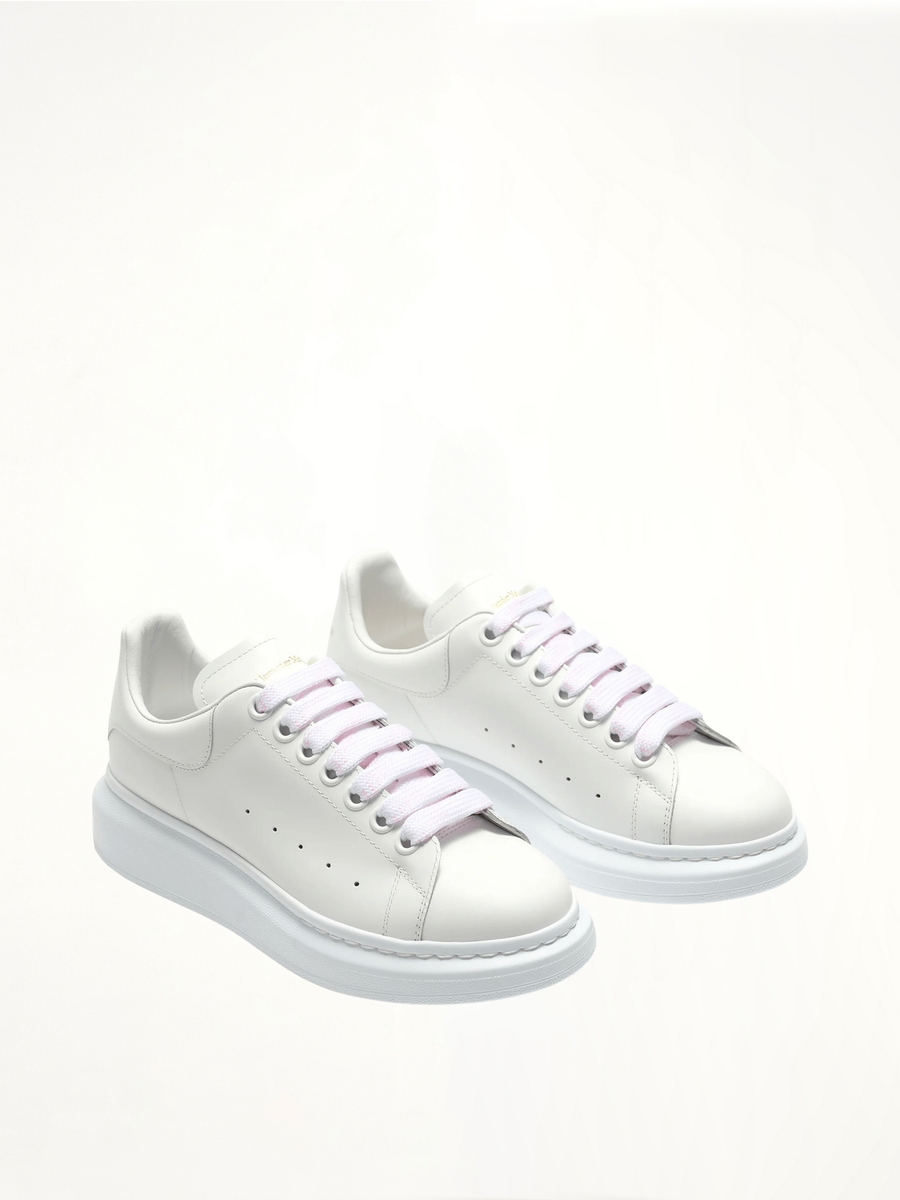 Larry Oversized Sneakers in White/White Front View | ALEXANDER MCQUEEN